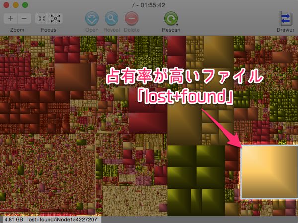 Macの容量を大きく占めるlost+foundファイルの正体と処理について 2