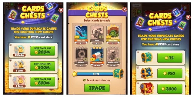 Cards for chests