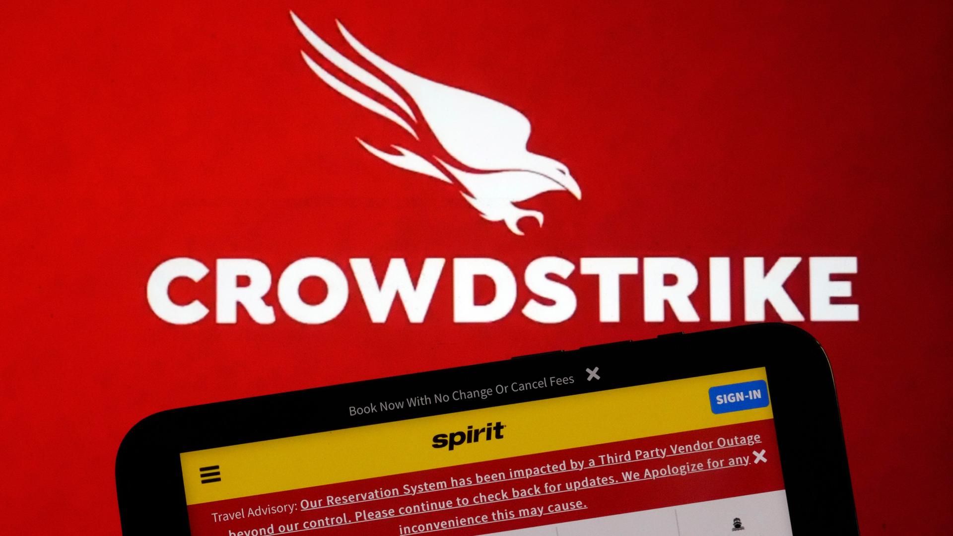 Das Logo der Computer-Software CrowdStrike, die viele Fluggesellschaften nutzen wie die US-amerikanische Spirit Airlines.