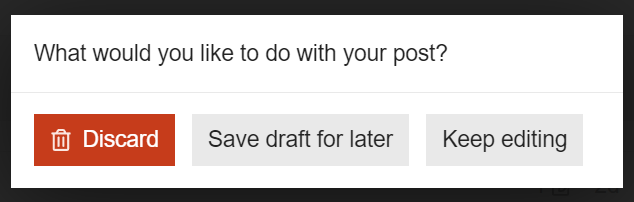 Discourse Release 2.8 Editor Prompt to Save Draft