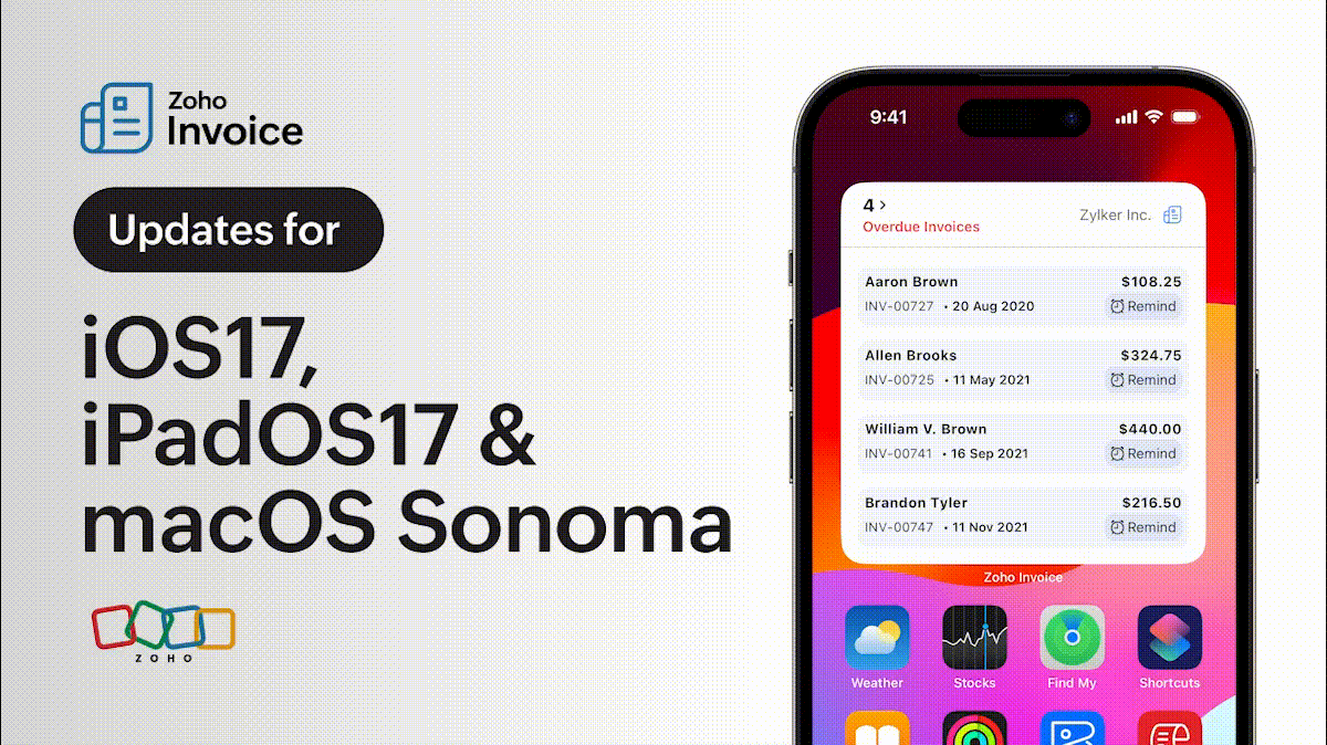 Unveiling the Latest Zoho Invoice Updates for iOS 17, iPadOS 17, and macOS Sonoma