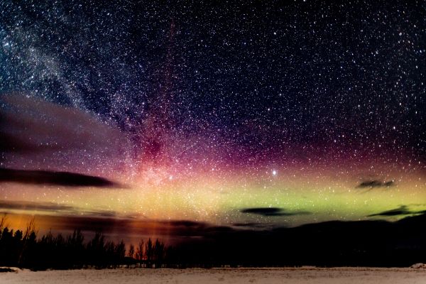 espacio, noche, cielo, galaxia, estrella, ligero