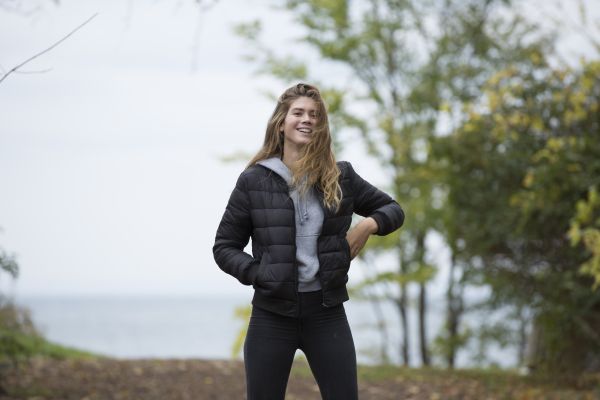 model,female,black,smile,happy,jacket