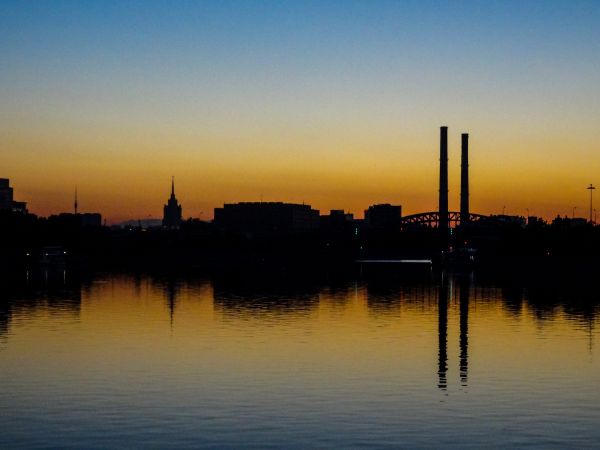 Moskova, hämärä, auringonlasku, Venäjä, moskova river, varjot