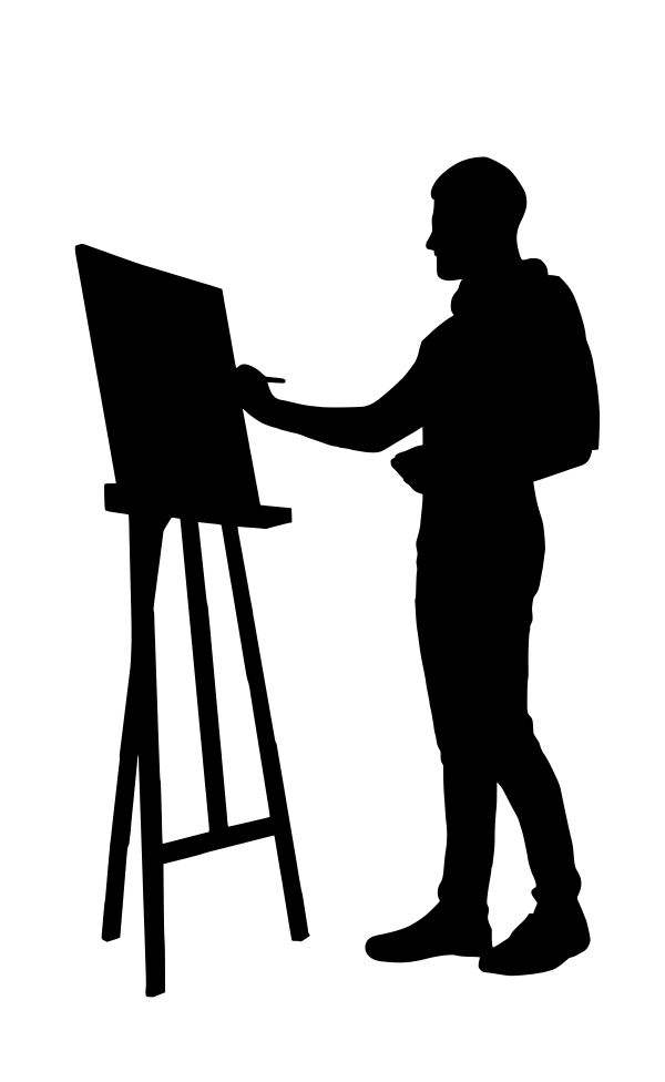 artist, drawing, painter, silhouette, standing, isolated