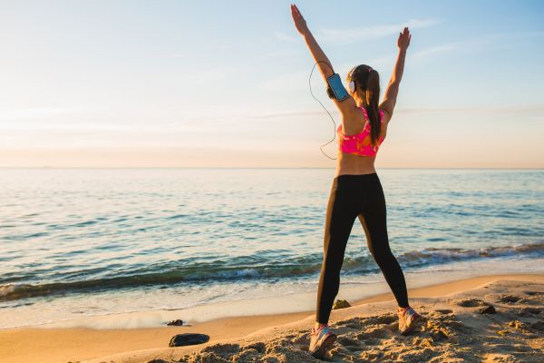 de praia,ginástica,mulher,saudável,manhã,em forma