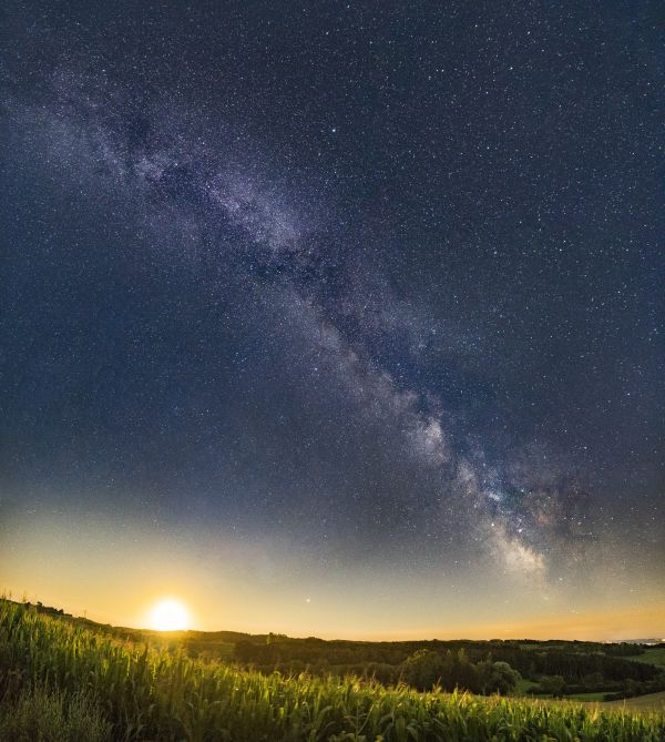 天の川, 星, 夜, 星空, ムーンライズ, 月