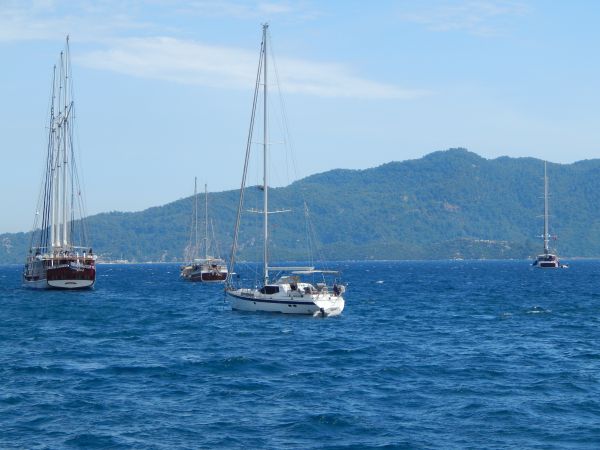 海,風景,マリーナ,船,見る,旅行