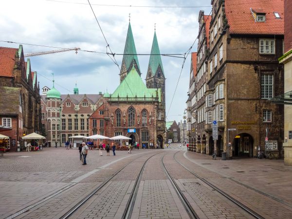 stad, architectuur, bremen, centrum, historisch, rails