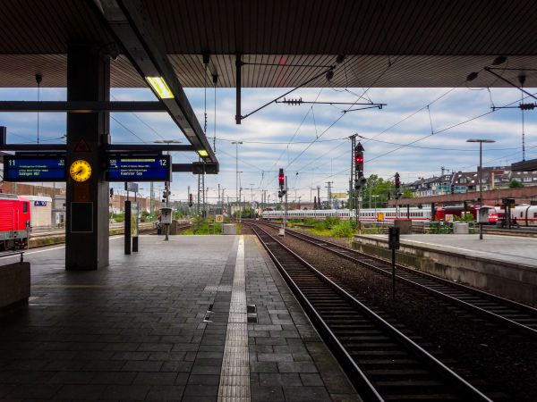 建築,シティ,デュッセルドルフ,プラットフォーム,鉄道駅,都市