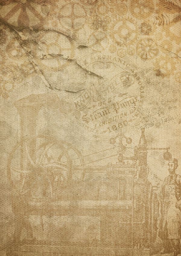 18th century,background,paper,vintage,steam pump,engine