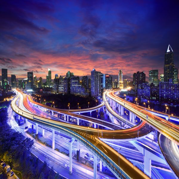 der Verkehr, Nacht-, Autobahn, China, Transport, schön