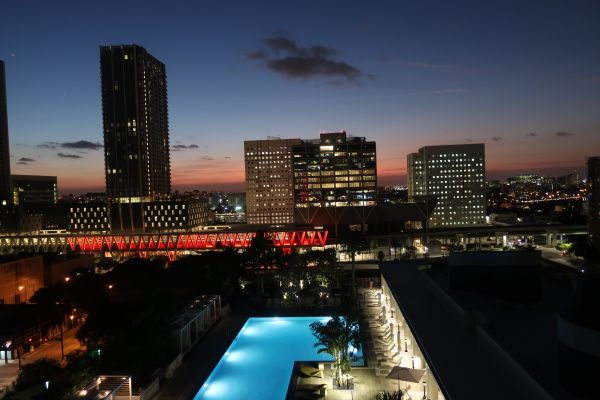 Skyline, Gebäude, Stadt, Wolkenkratzer, Innenstadt, Dämmerung