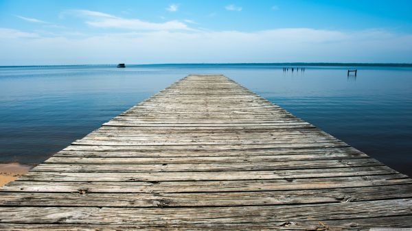 landscape,pier,blue,sky,calm,sea