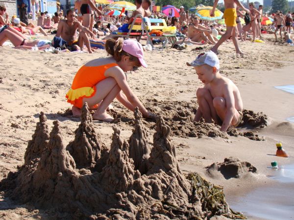 beach, sand, people, sun, game, kid