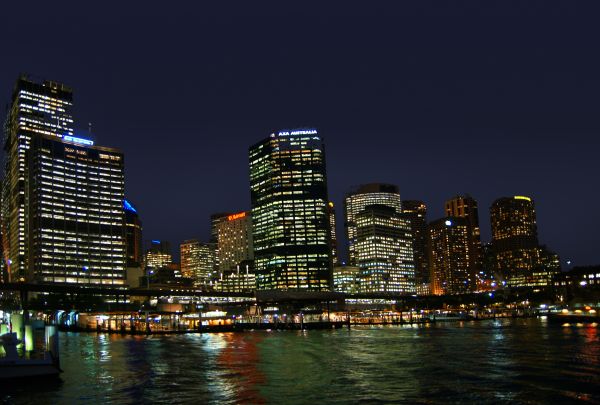 horizonte, noche, ciudad, rascacielos, Highrise, horizonte