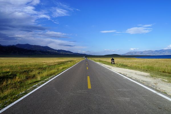 landschap, horizon, berg-, weg, veld-, prairie