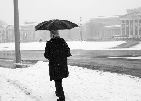 雪,黒と白,白,冬,雨,傘