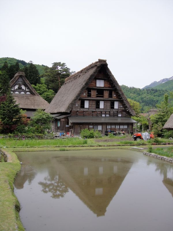 川,家,村,池,反射,水路