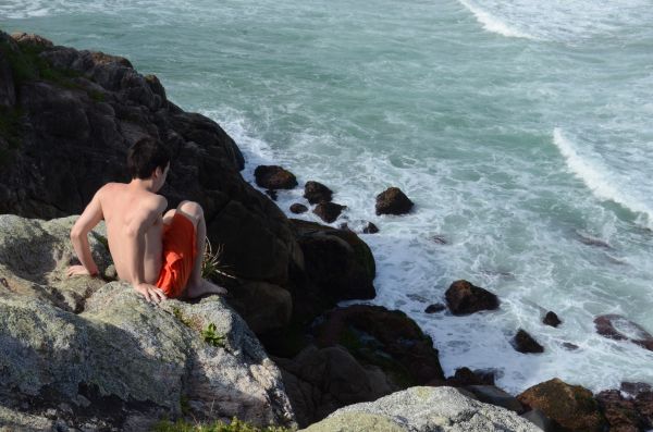 spiaggia, mare, costa, roccia, oceano, uomo