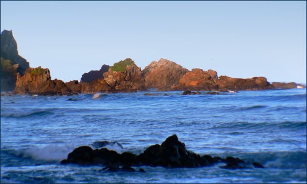 de praia, mar, costa, Rocha, oceano, horizonte