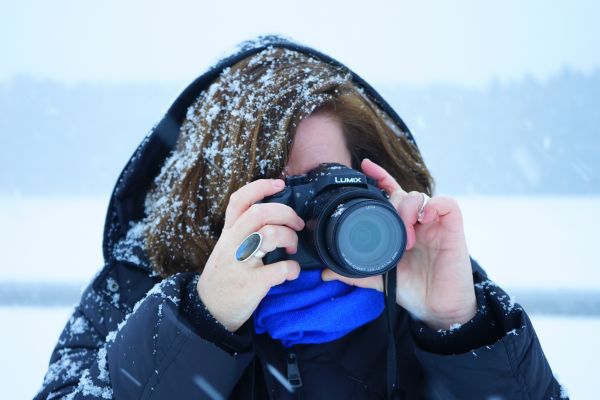 人,雪,冷,冬季,女人,相机