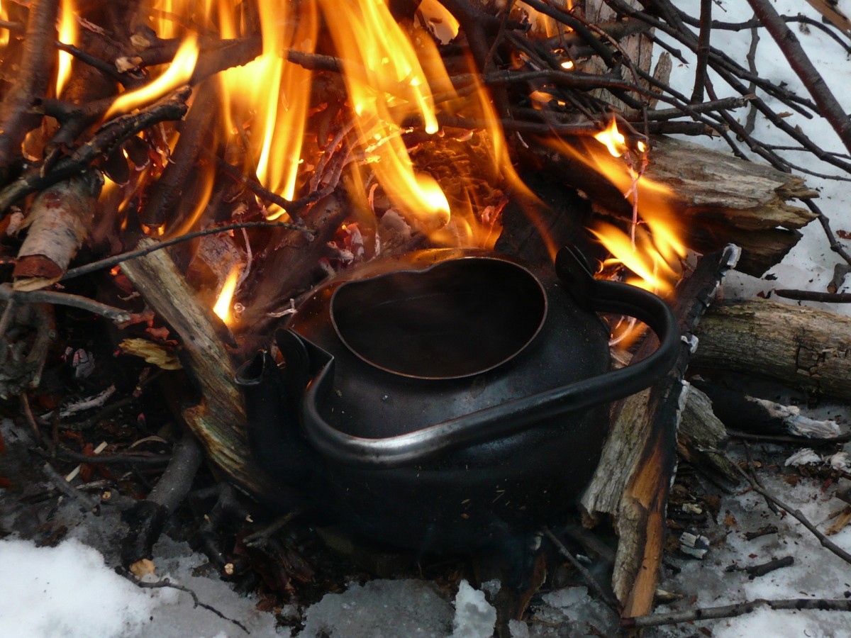 bouilloire, Feu, Feu de camp, arrêt, Bouilloire ancienne