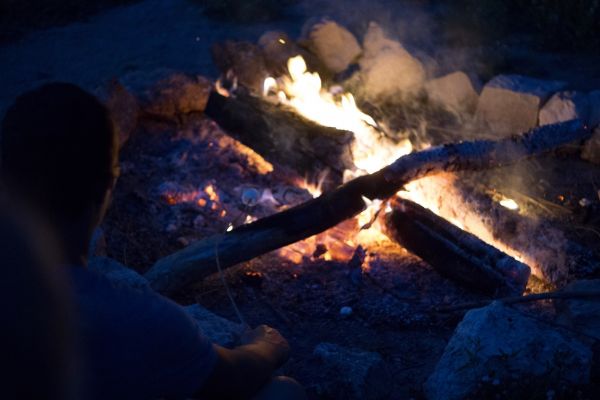 blå,smeltning,nat,brand,mørke,lejrbål