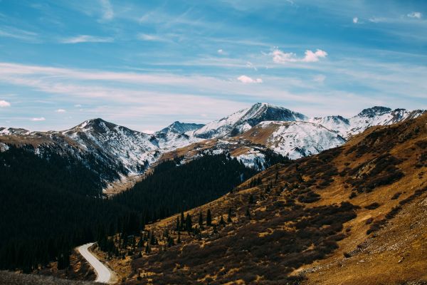 panorama, natureza, região selvagem, Caminhando, montanha, neve