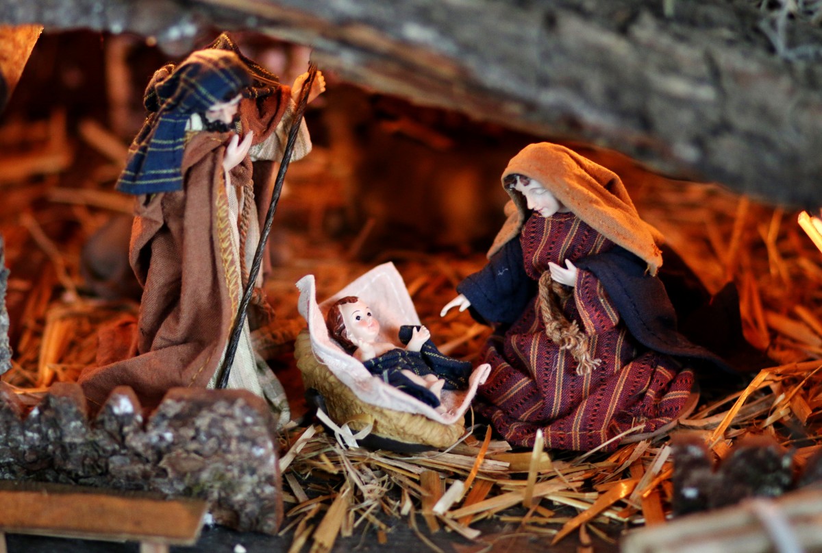 madeira, outono, criança, Decoração de Natal, figura, Palha, desperdício, Maria, Jesus, berço, Joseph, Santon, Cena de natividade, Escultura em madeira, Josef