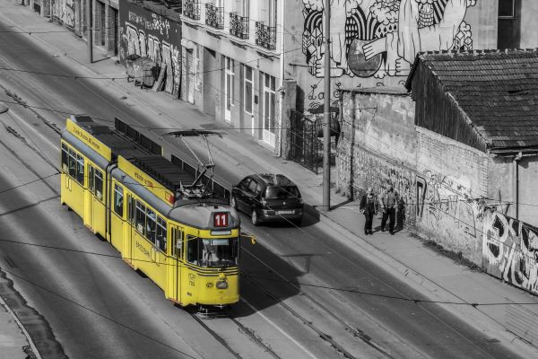 Preto e branco, arquitetura, estrada, tráfego, rua, ao ar livre