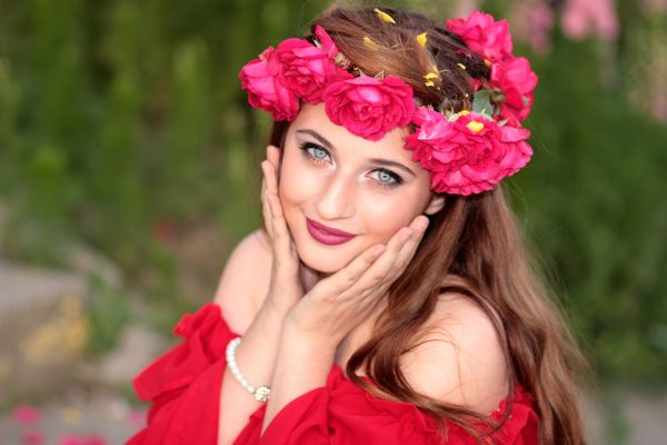 ragazza,donna,capelli,fotografia,fiore,ritratto