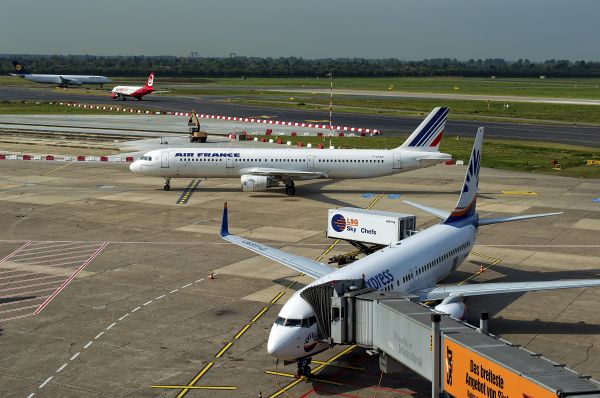 aeropuerto, avión, aeronave, vehículo, ala, ocupado