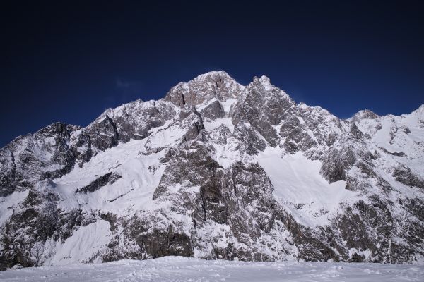 Góra, śnieg, zimowy, niebo, sport, pasmo górskie