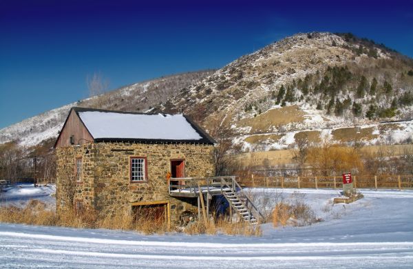 Montagne, neige, hiver, route, paysage, chaîne de montagnes