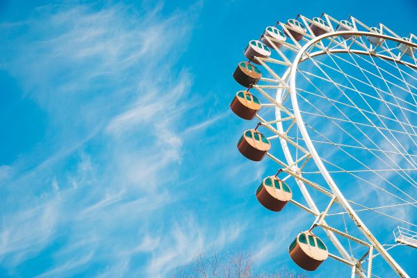 Wolke,Himmel,Riesenrad,Freizeitpark,blau,Wind