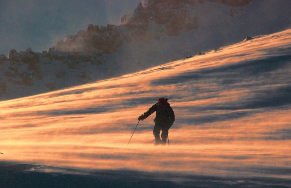 a passeggio, montagna, la neve, inverno, nube, cielo