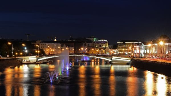 Dock,pont,Horizon,nuit,ville,rivière