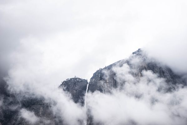 paisaje, naturaleza, cascada, montaña, nieve, invierno