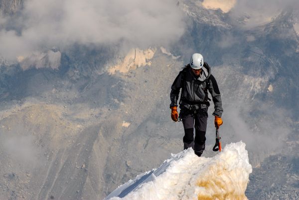 homem, pessoa, montanha, neve, inverno, aventura