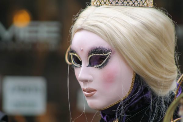 carnaval, fată, femeie, par, portret, model