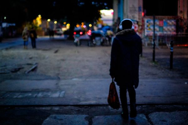 man,pedestrian,walking,snow,winter,blur