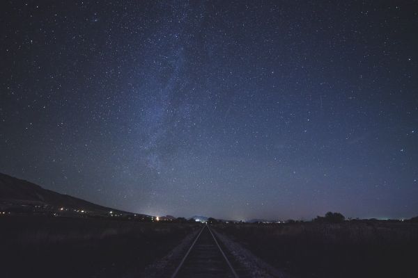 sky,night,star,milky way,train track,atmosphere