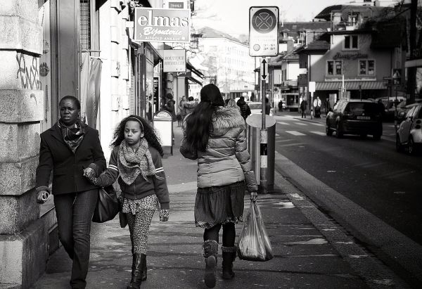 peatonal, invierno, en blanco y negro, gente, la carretera, blanco