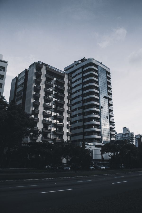 área metropolitana, área urbana, condomínio, arquitetura, Bloco de torre, Preto