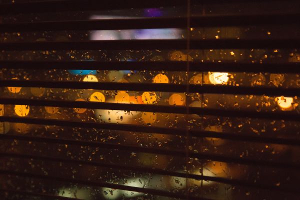 ligero, noche, luz de sol, ventana, oscuro, lluvia