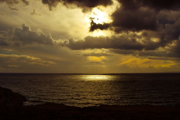 strand, zee, kust, oceaan, horizon, winter