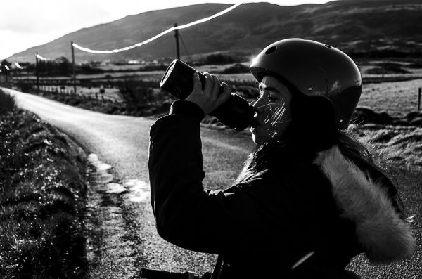 water, outdoor, liquid, black and white, girl, road