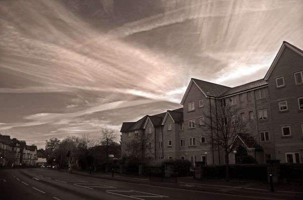 light,cloud,black and white,architecture,sky,road