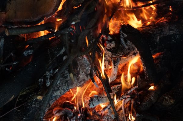 outdoor, glowing, wood, night, summer, cooking